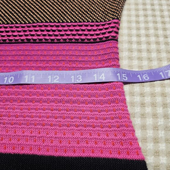 Skovhuus Danish Designer Vibrant Striped Knit Short Sleeve Stylish Sweater Dress - Picture 11 of 13